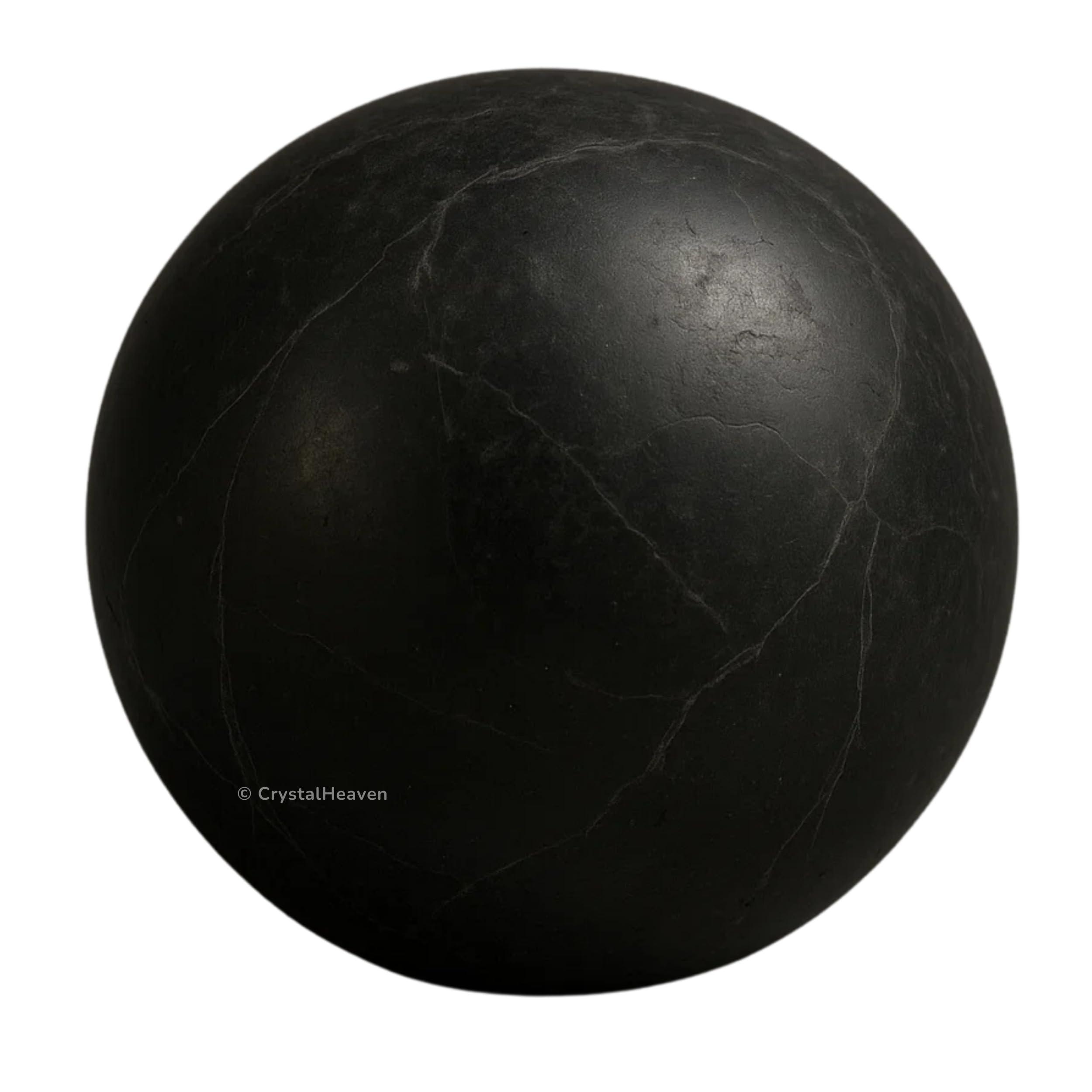 Crystal Heaven Certified Shungite Crystal Ball for Meditation - Premium Crystal Vastu Items for Home and Feng Shui Items for Good Luck - Ideal for Pooja Supplies and Spiritual Practices (2\" Inch)