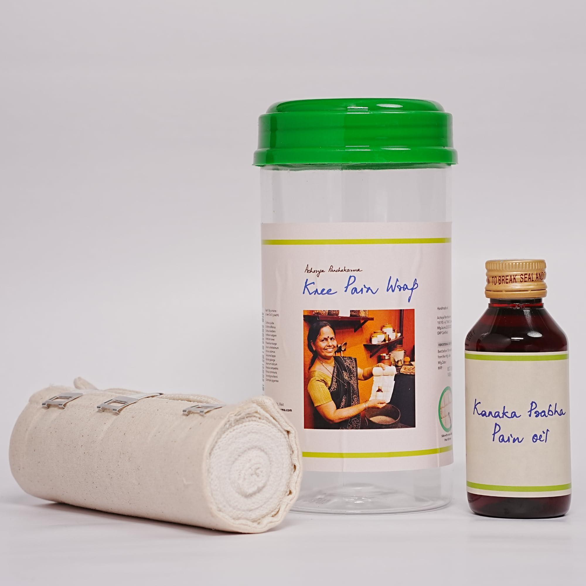 ACHARYA PANCHAKARMA Acharya Panchakarma Knee Pain Wrap with Kanaka Prabha Pain Oil Combo