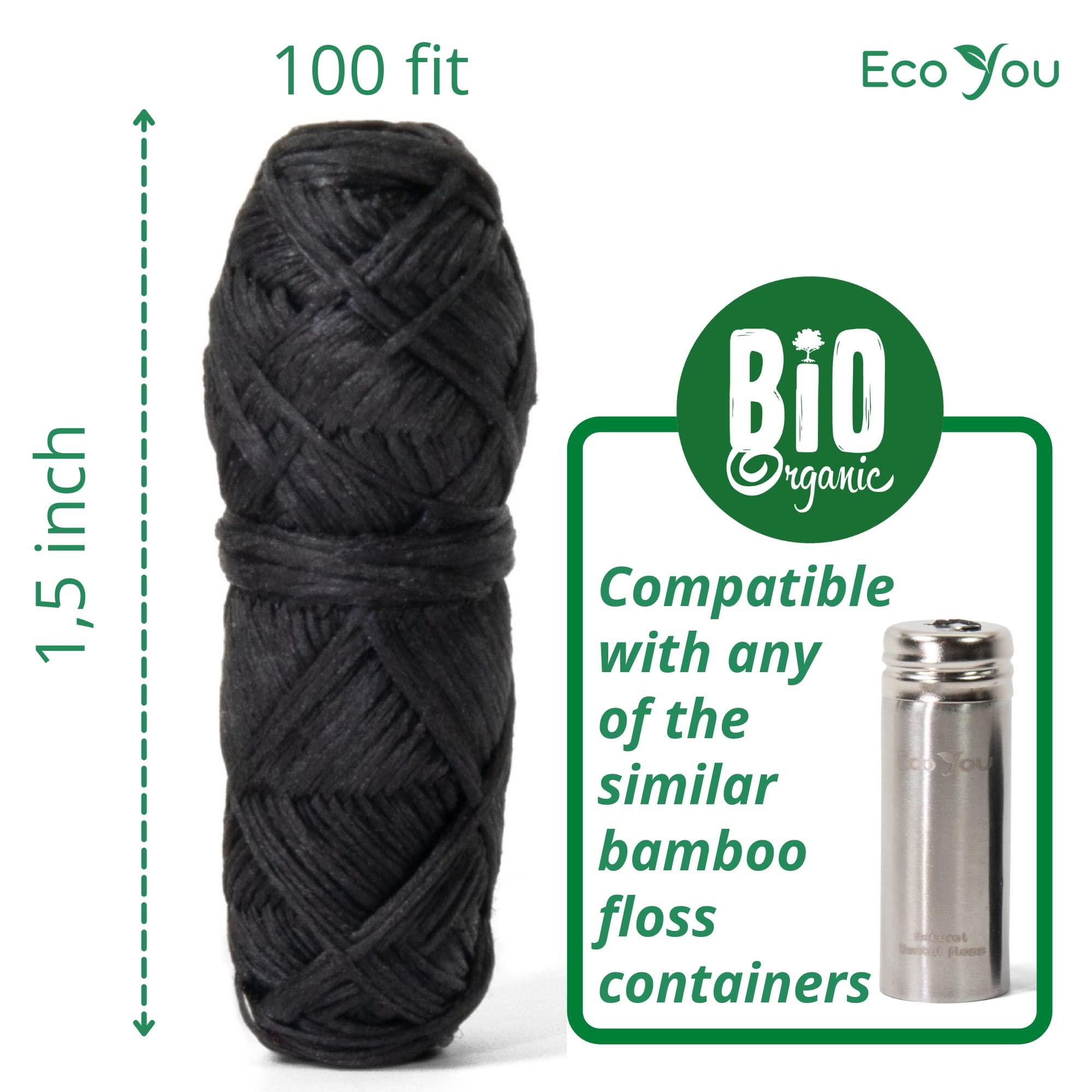 EcoYou EcoYou Bamboo Charcoal Dental Floss | 4 Refills Pack | Mint & Candelilla Wax | Vegan & Biodegradable