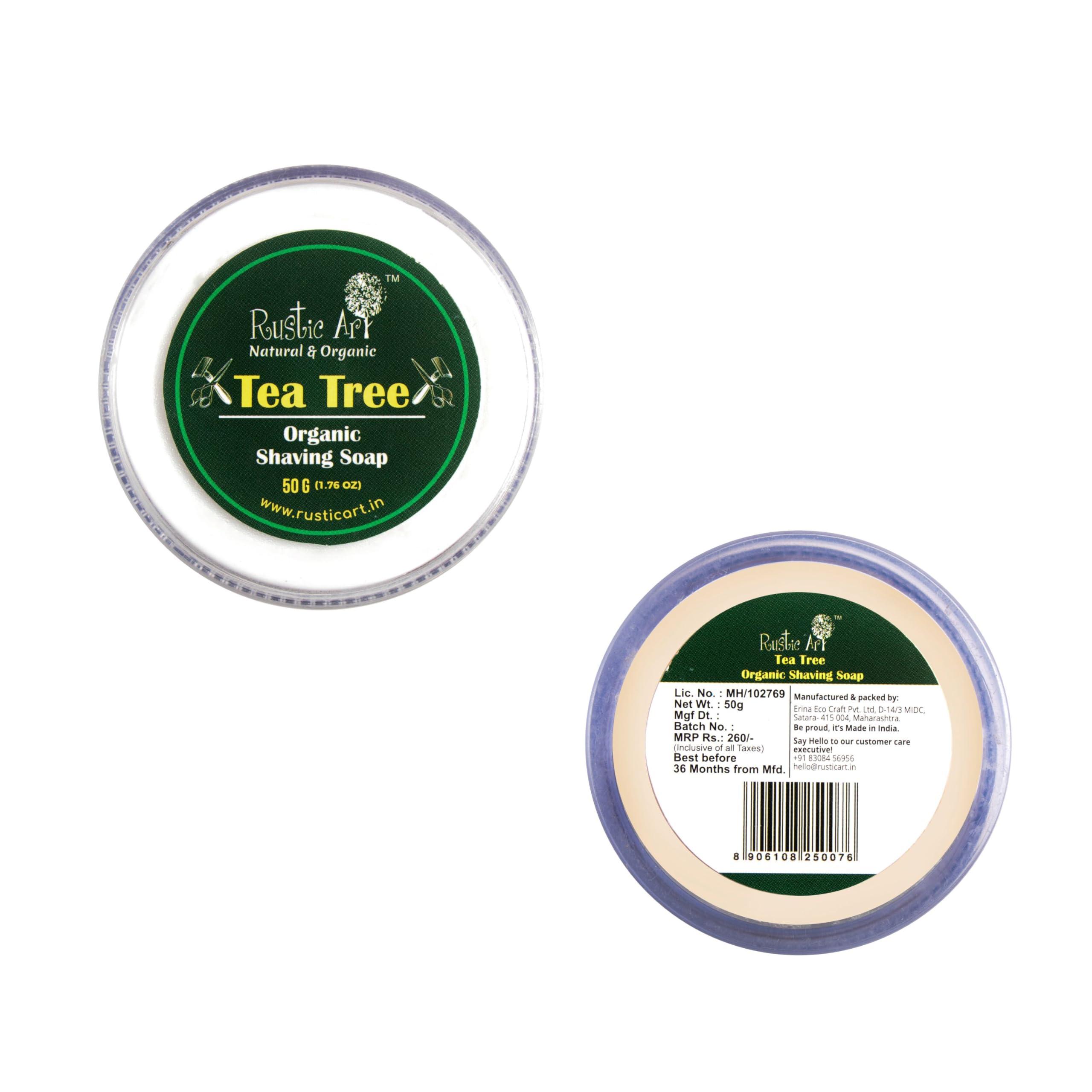 Rustic Art Rustic Art Organic Shaving Soap (Tea Tree + Tea Tree Gel Combo)