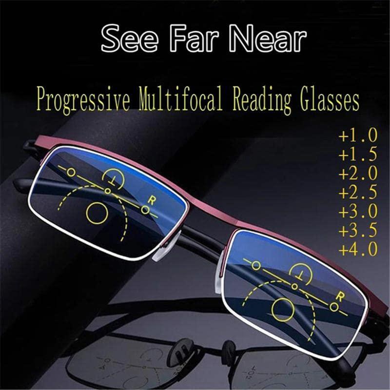 RR EYE WEAR RR EYE WEAR Progressive Anti Glare Reading Glasses For Men And Women Anti Glare Lenses Progressive Lenses 1.00 1.25 1.50 1.75 2.00 2.25 2.50 2.75 3.00 Black Red Square 21 (Distance 0/ Reading +2.50)