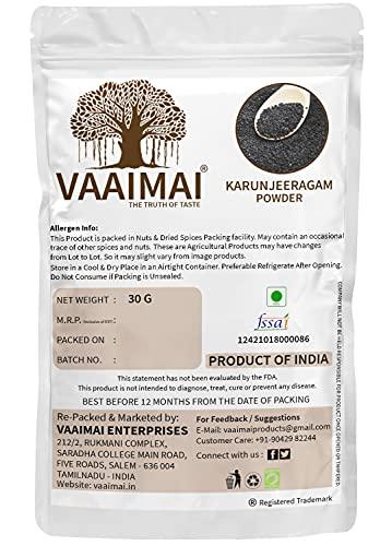 VAAIMAI VAAIMAI Karunjeeragam Powder / Black Cumim / Nigella Sativa, 30g