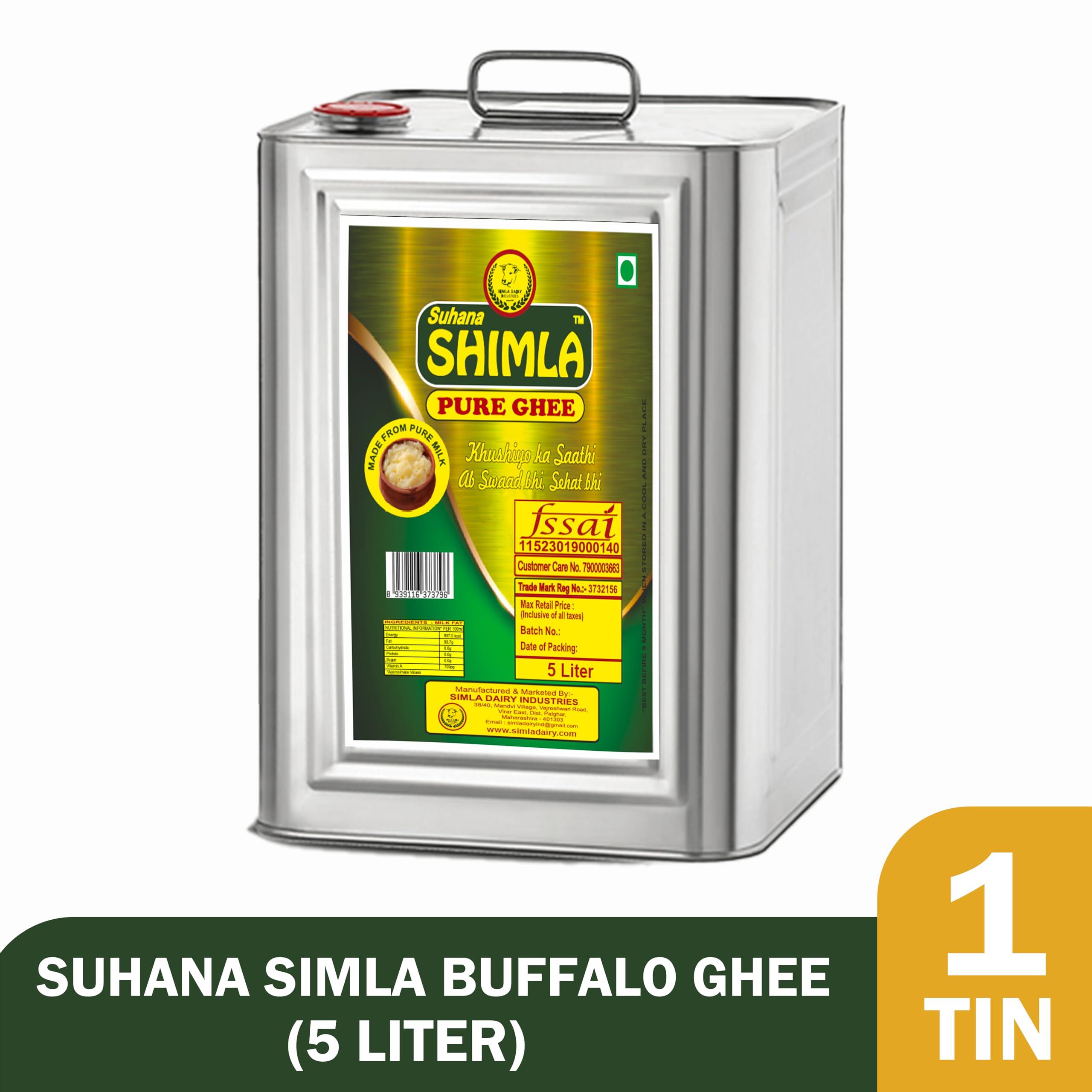 Simla Dairy Industries Simla Dairy Industries Suhana Simla Premium 5 Liter Danedar Buffalo Ghee Pure Desi Ghee - 5000 Ml