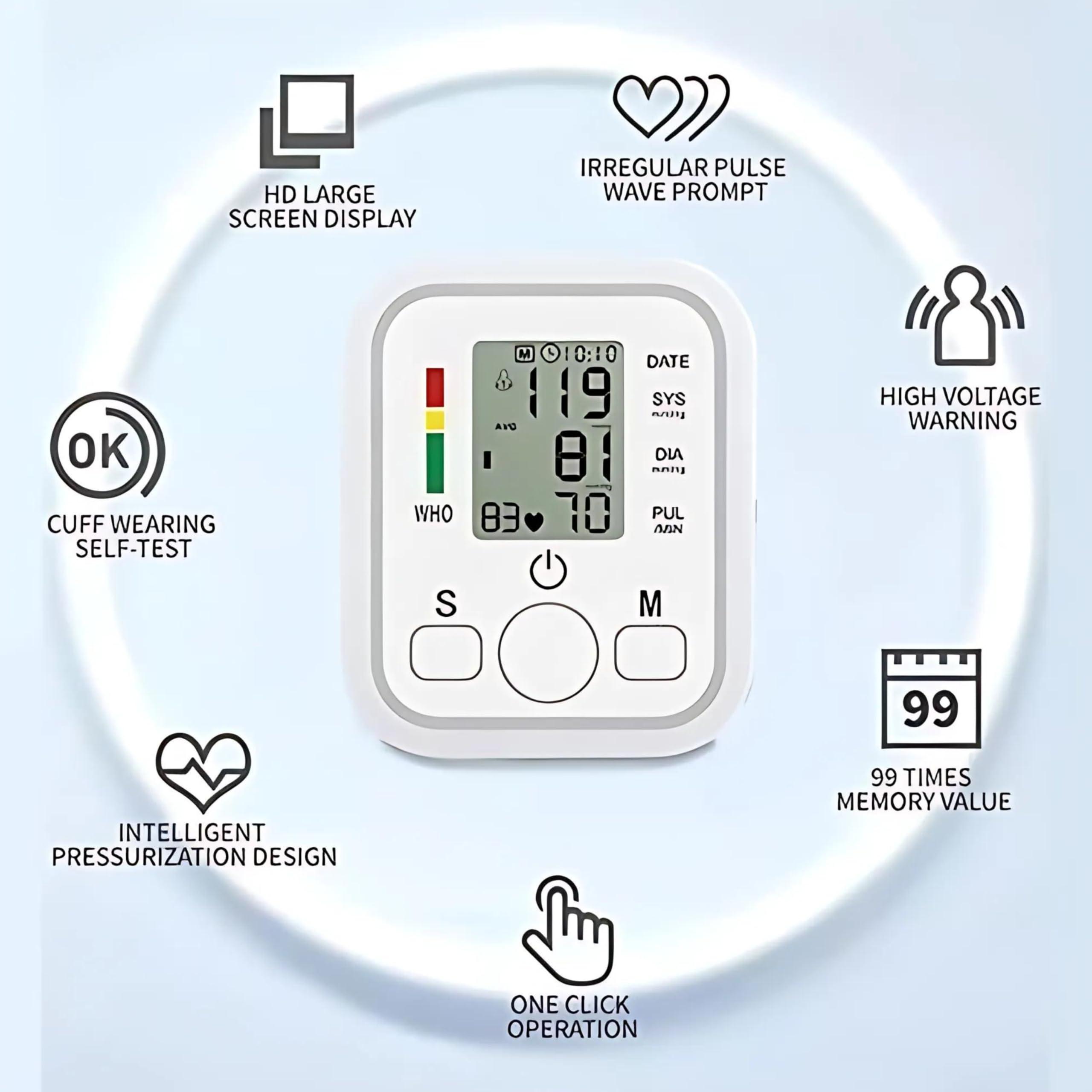 Aika Aika AK-555 Digital BP Monitor Upper Arm Instrument Machine for Blood Pressure Measurement Home Use. Fully Automatic, Digital Display with Talking Intellisense Technology Cuff Kit For Home Best Most Accurate Measurement (White, 3 Month Warranty)
