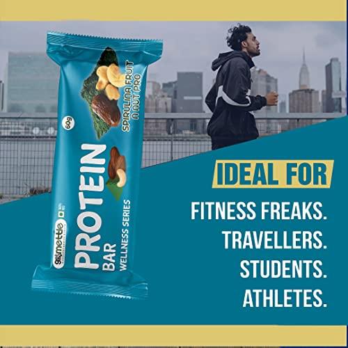 swasthum Mettle Spirulina Fruit and Nut Pro protein Bar | Each 60g Bar | Protein Bars (360 g, Spirulina Fruit and Nut)