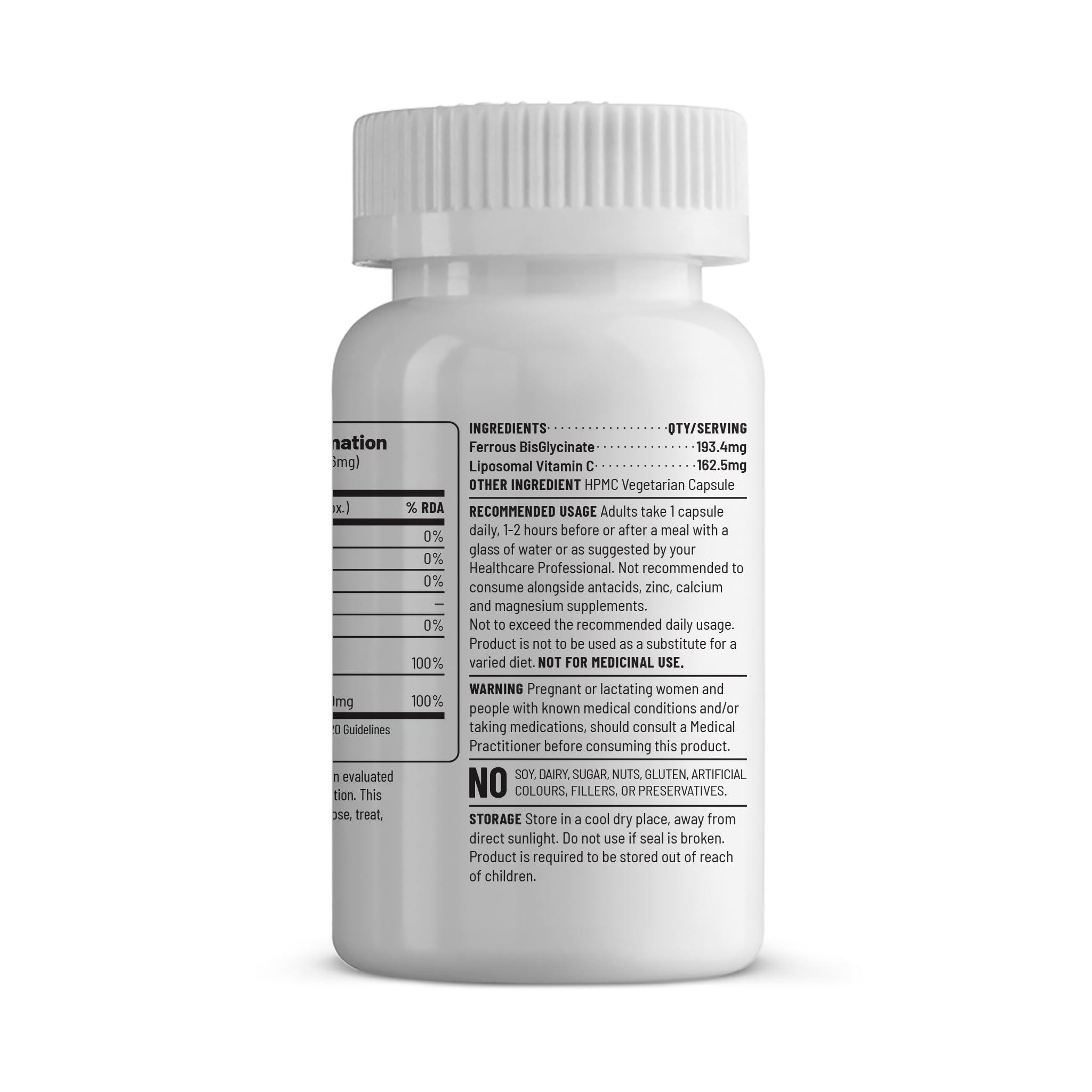 Unived Unived Women\'s Iron | Iron BisGlycinate Supplement for Women with Ferrous bisglycinate & Vitamin C for Optimal Absorption | Essential for Vegan & Veg Diets | Zinc Free | 60 Vegan Capsules