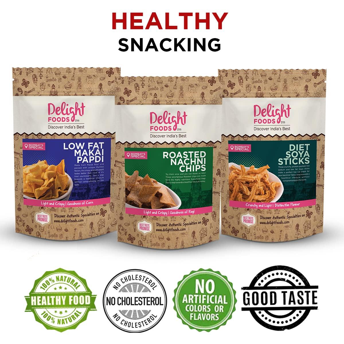 Delight Foods Delight Foods Low Fat Makai Papdi - Healthy Snacks (300g)