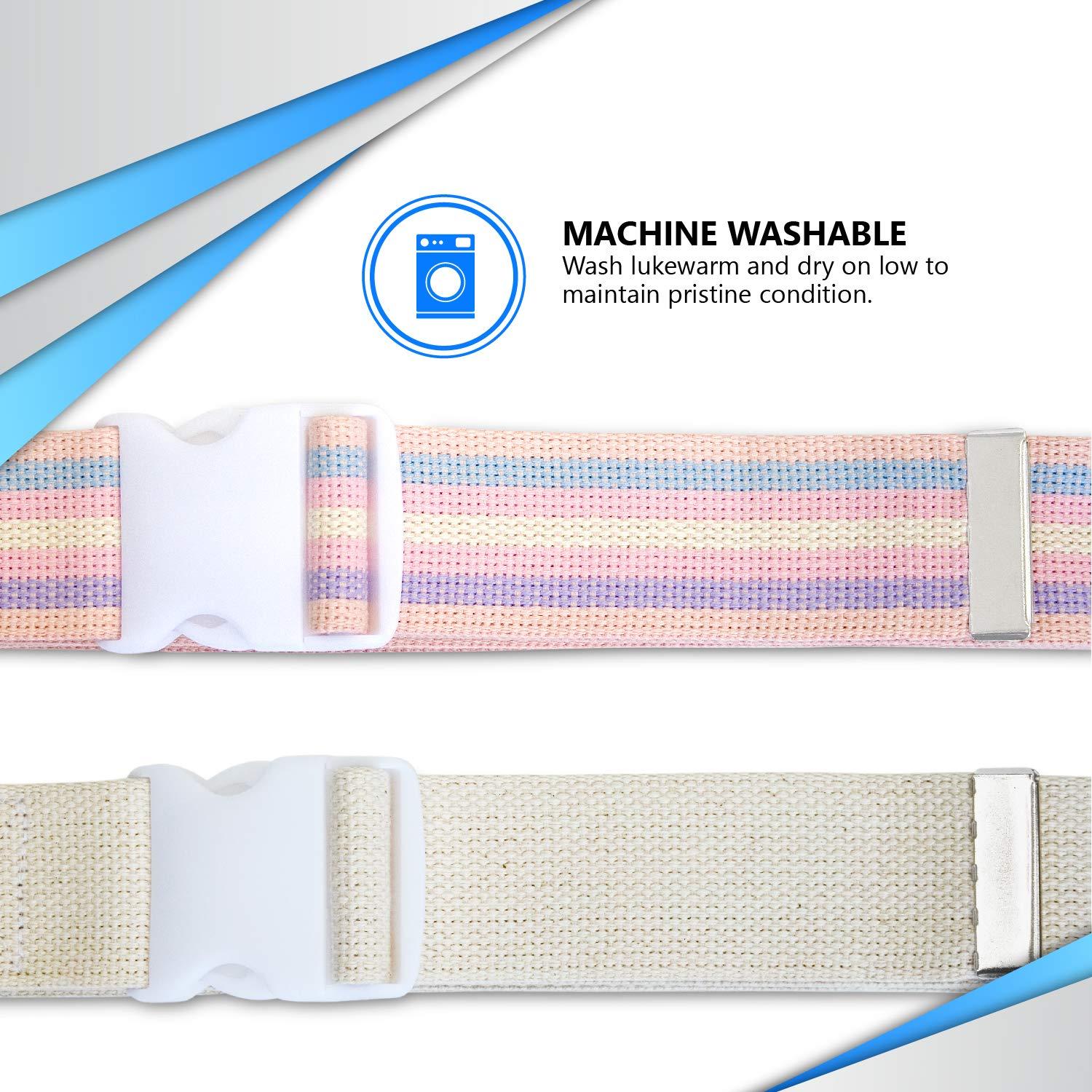 NYORTHO NYOrtho Plastic Buckle Gait Belt - Adjustable Machine Washable Strong and Durable Cotton Material Latex Free, Pastel, 72\"
