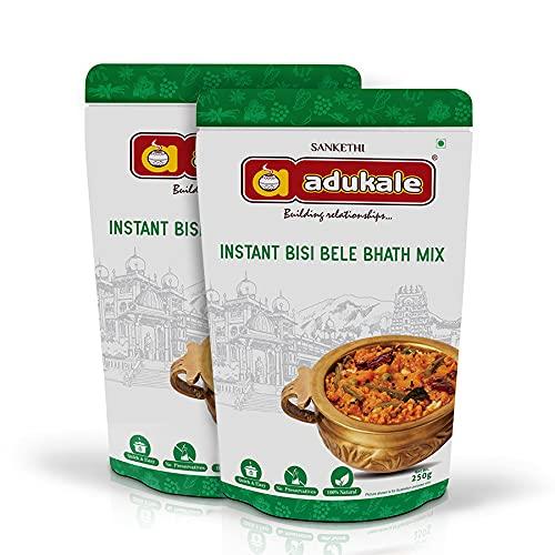 Adukale Adukale Instant Bisi BeLe Bhath Mix | South Indian Cuisine | 250g Pack (Two Packs)