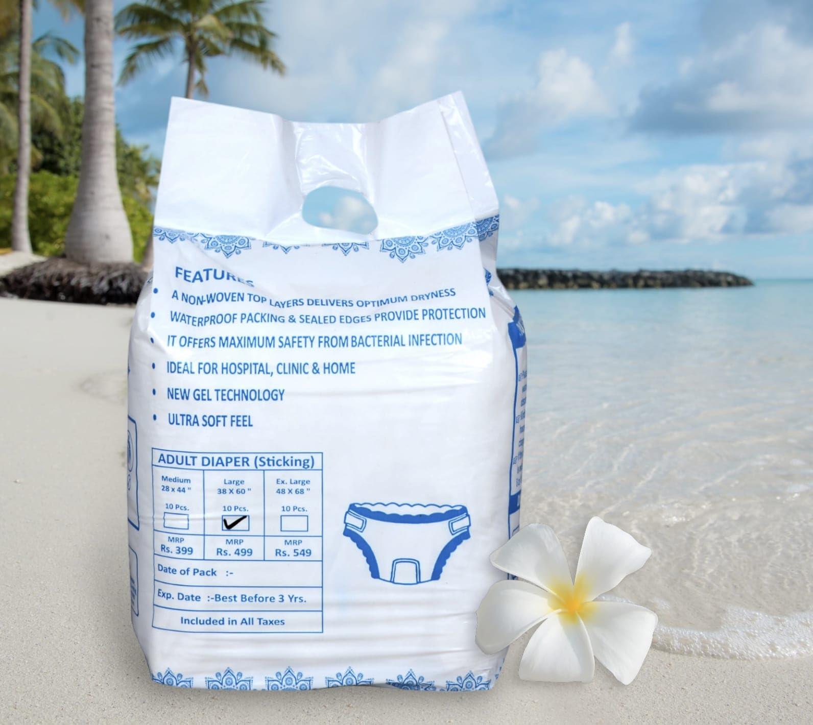 A Care Touch A Care Touch Adult Diapers for Men & Women StickingSuper Absorbent, Soft & Comfortable Incontinence Briefs  Leakproof, Adjustable Waist, Skin-Friendly, 10 pieces in 1 pack, Ideal for Overnight Protection, Large Size (Pack of 3))