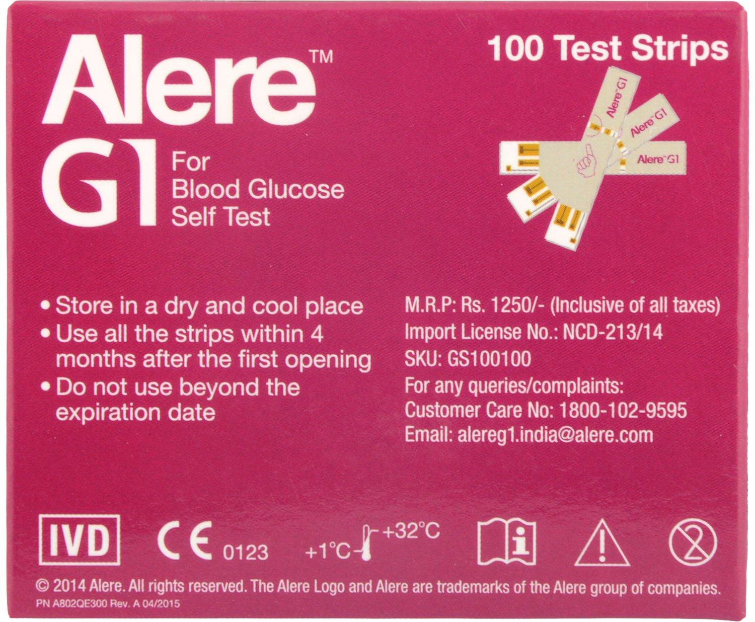Alere Alere G1 Test Strips, 100 Strips (Multi Color)