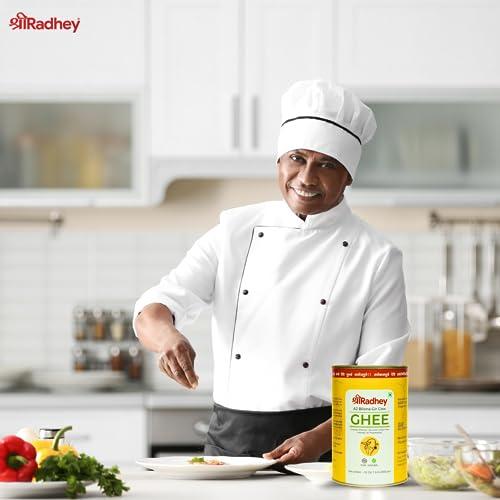 SHREERADHEY SHREERADHEY Gir Cow Ghee I A2 Bilona Traditional Bilona Method I 1 L Glass Bottle, 1.53 Kg