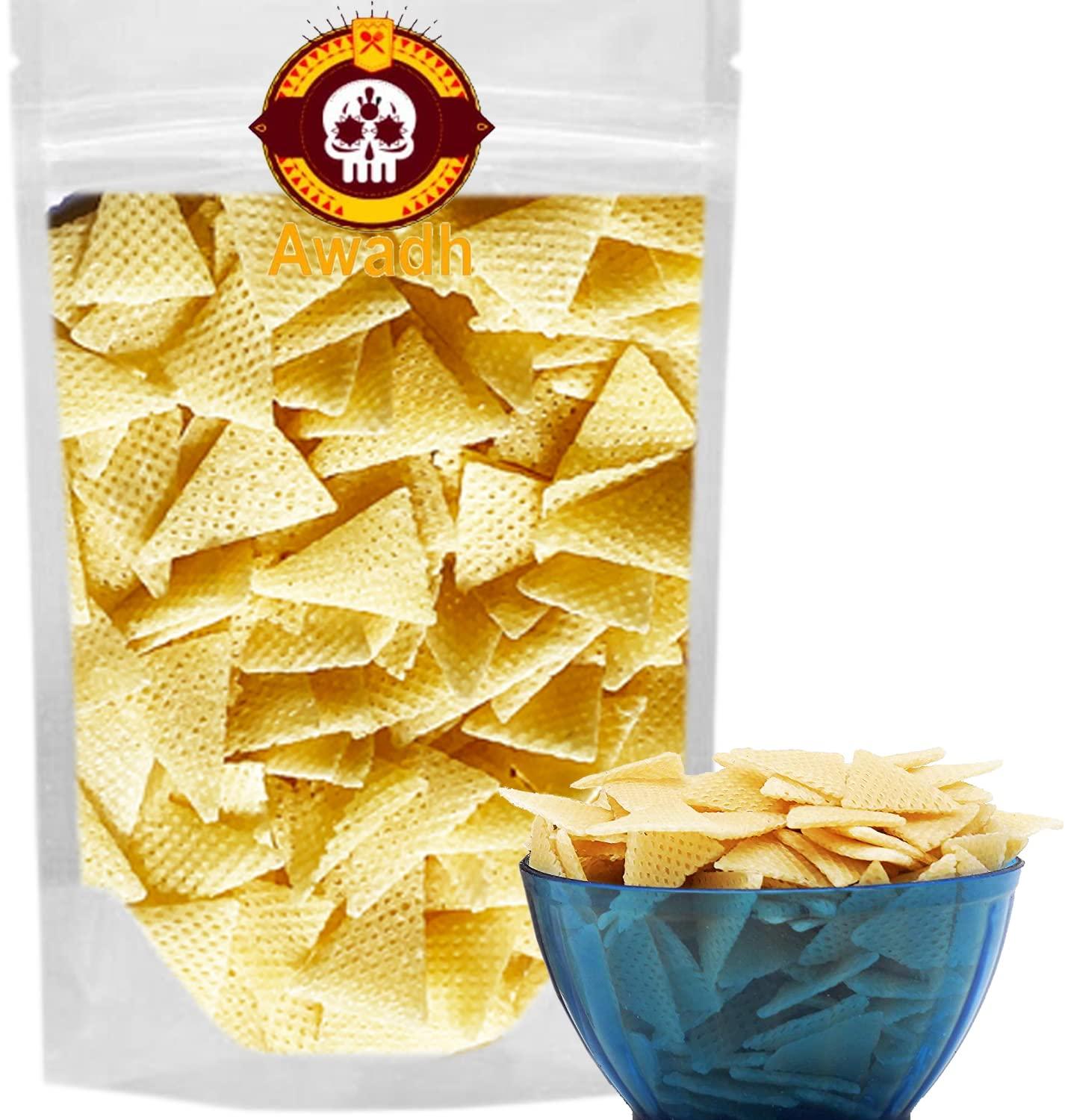 Awadh AWADH-3D Triangle Fryums Ready to Fry Papad | 200 gm | Microwave, Air Fry Instant Vegan Snacks | Crunchy & Tasty Dry Samosa Chips | Papad | Fry Snack | Imported Fryum | Home made Namkeen |