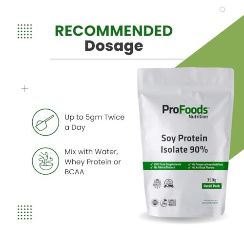 ProFoods Profoods Soy Protein Isolate 90% Powder (350 Grams) | Unflavoured | Vegan Protein Source | 90g of Protein Per 100g | Non-GMO