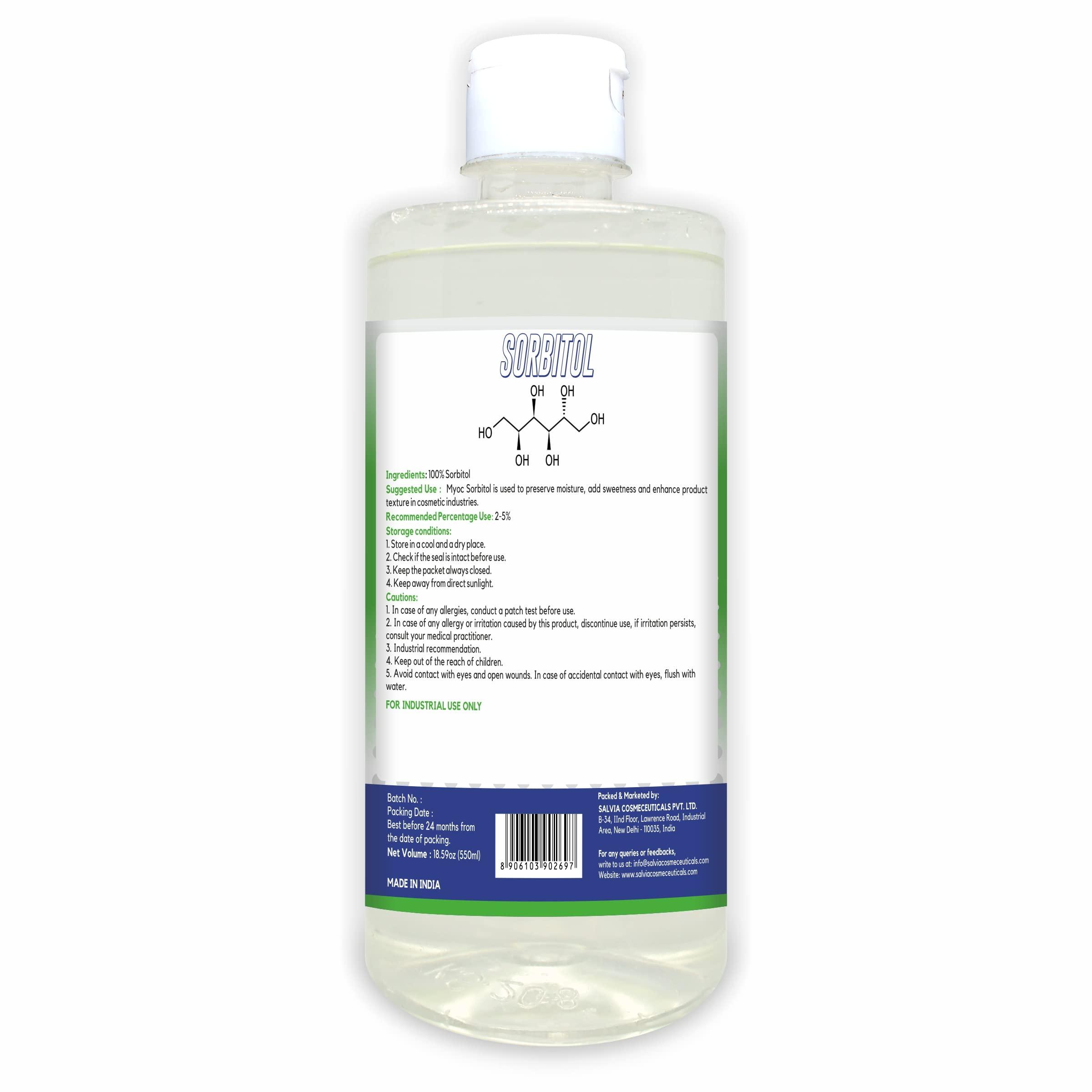 MYOC MYOC Sorbitol liquid cosmetic grade raw material for Soap Making, Thickener, Liquid Sweetener, Sorbitol Liquid for Skincare products - 550 ML