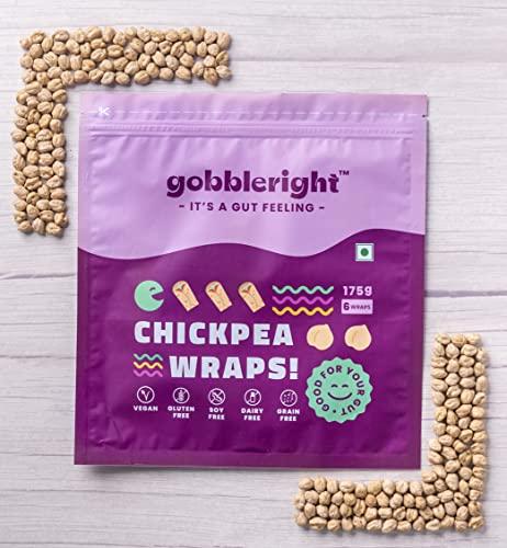 GOBBLERIGHT GOBBLERIGHT Gluten Free Tortilla Chickpea Wraps - Pack Of 2 (12 Wraps)/Gluten Free, Vegan, Dairy Free, Soya Free, Grain Free/Best For Burrito, Wraps, Tortilas, Tacos, Shawarmas And Rolls, 350 Gram