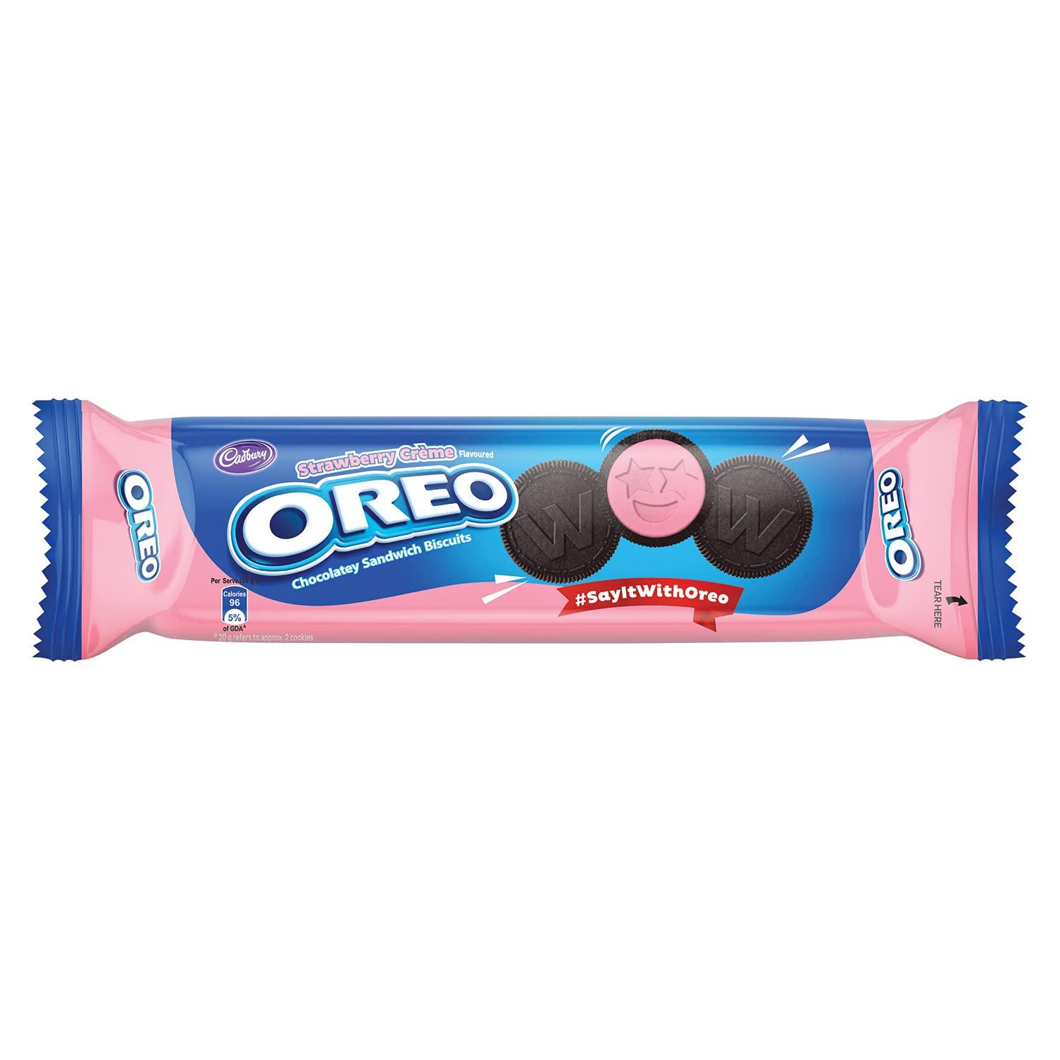 Cadbury Cadbury Oreo Strawberry Creme Biscuit, 120 g