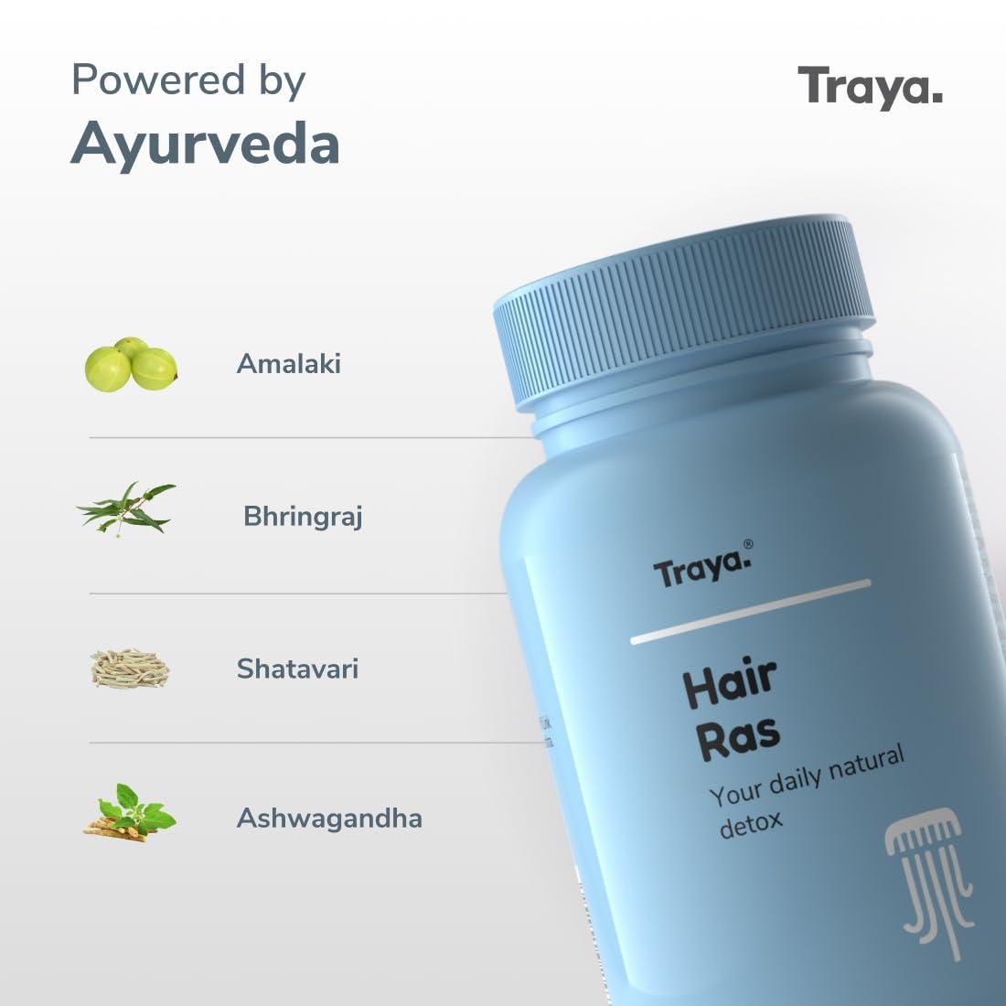 Traya Traya Hair Ras Tablets for Women & Men, Ayurvedic Hair Vitamin Tablets for Hair Fall Control and Growth, Contains Ashwagandha, Bhringraj, Shatavari (120 Tablets)