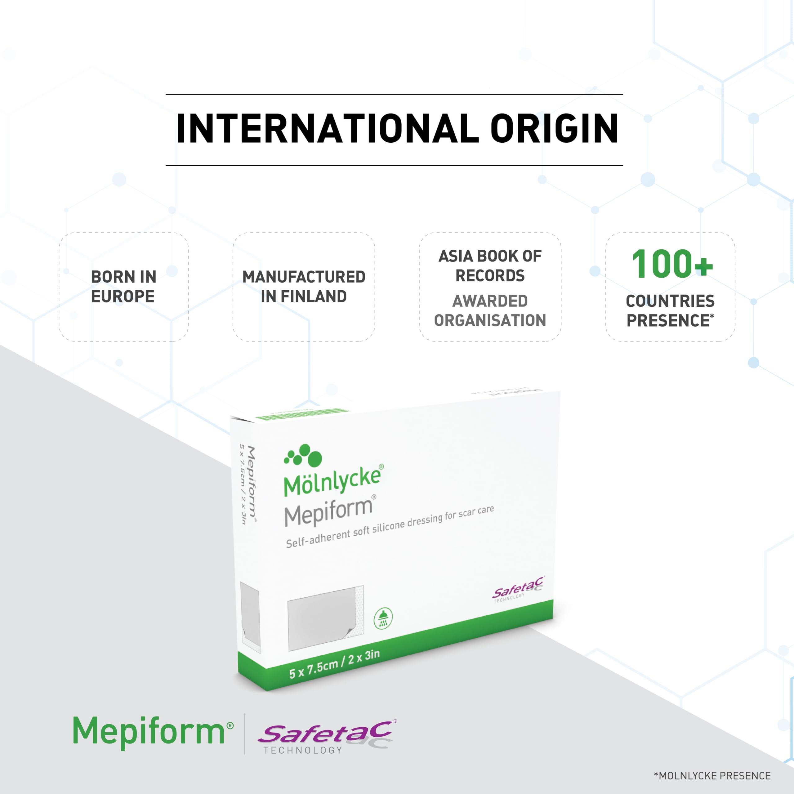 Mepiform Mepiform Reusable Resizable Scar Removal Silicone Gel Sheet Tape, small scar heal patches for Keloid, C Section, Tummy, Acne scars, Surgery, Burns, alike Scar Cream Gel, 5x7.5 cm
