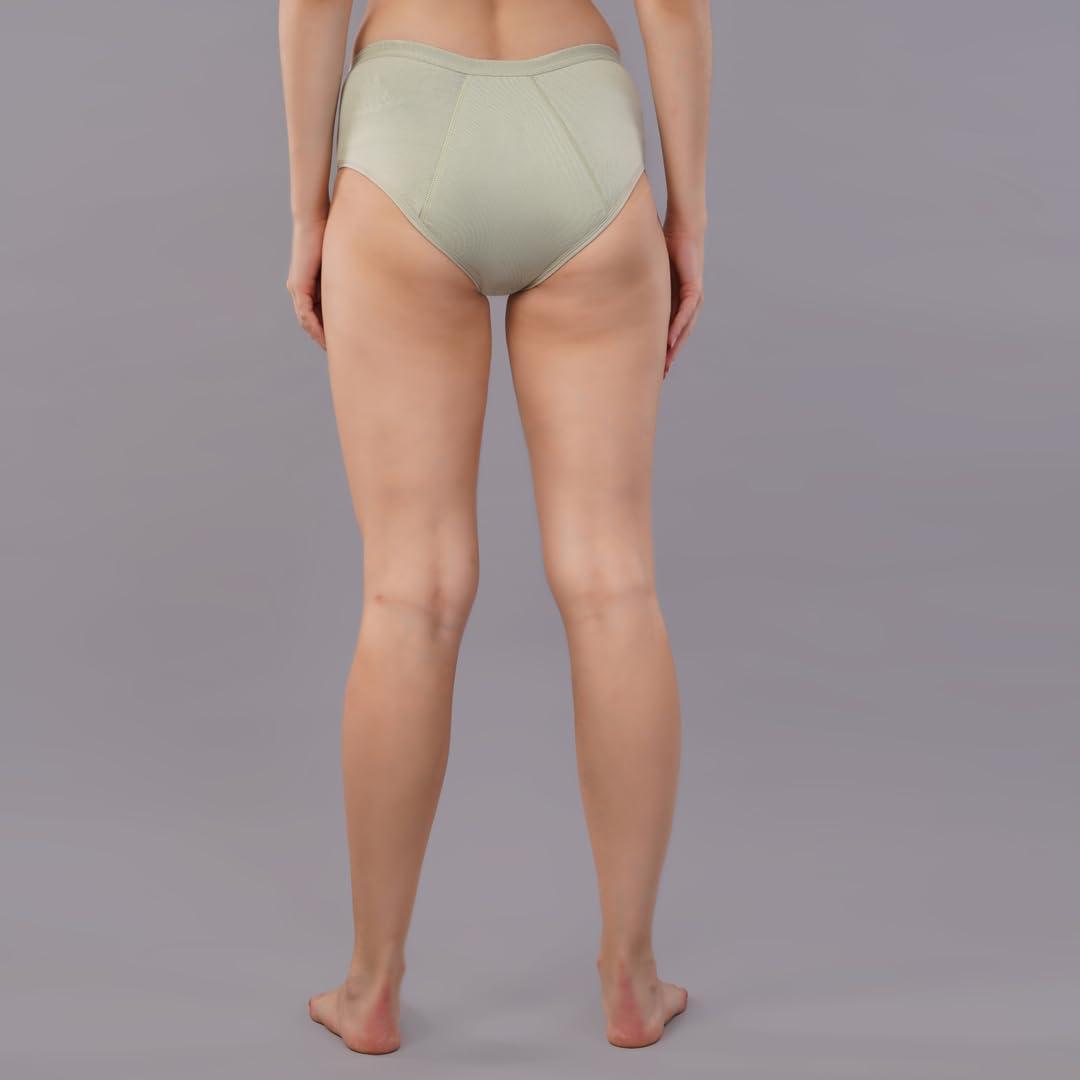 SochGreen SochGreen Cotton, Period Panty for Women- Reusable & Washable, Absorbent & Leakproof, Full Coverage, Anti-Stain, Suitable for Light to Medium Flow | Hipster (1 pc) (S,Fig Green)