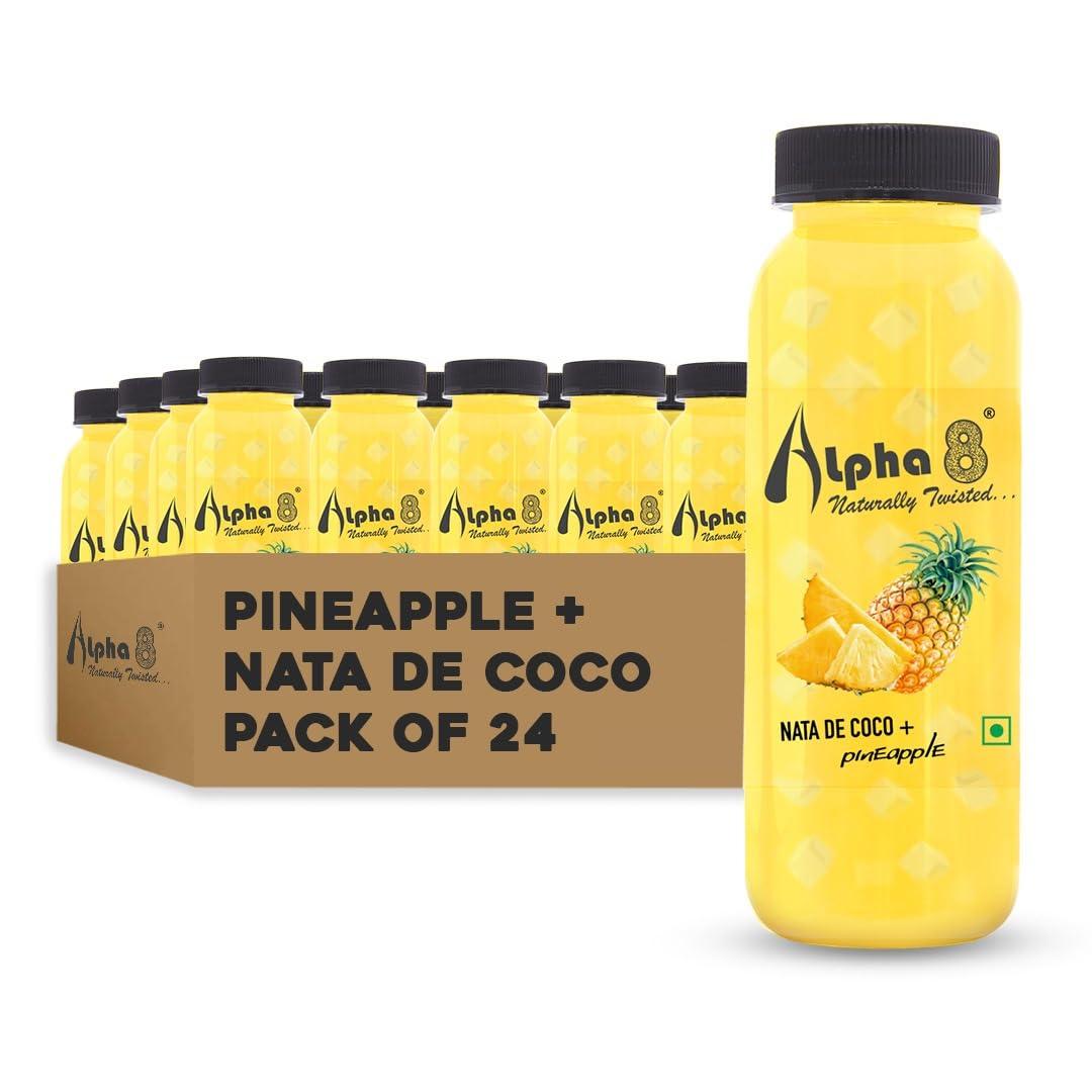 ALPHA 8 ALPHA 8 Natural Energizer & Immunity Booster, Healthy Juice, High Fiber, Real Natural Taste Juice (Pineapple, 200 ml (Pack of 24))