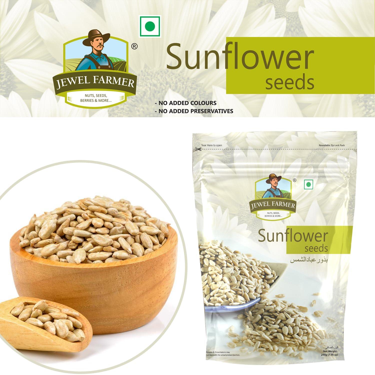 JEWEL FARMER JEWEL FARMER Sunflower Seeds, Raw Superfood Pack, Rich in Protein, Fiber & Vitamin E Rich Nutritious Snack with 100% Natural Taste (200g)