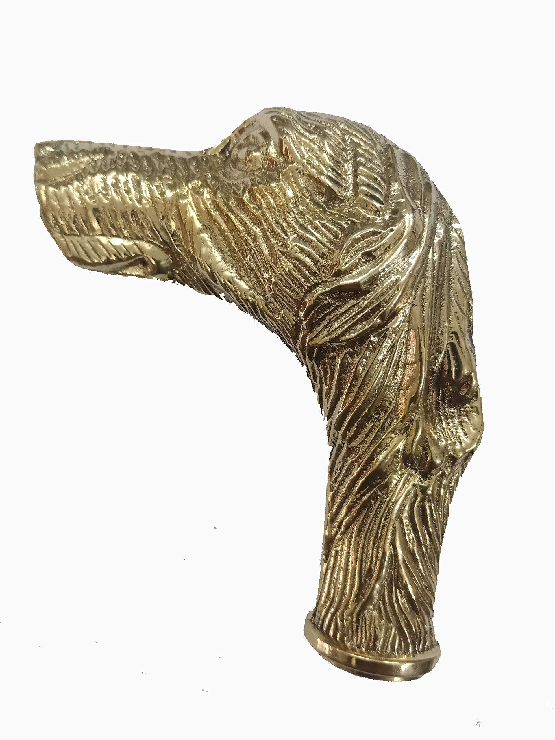 Global Art Global Art Being Royal Handmade Wooden Folding Walking Stick - 36 INCHES with Dog Shape Brass Handle