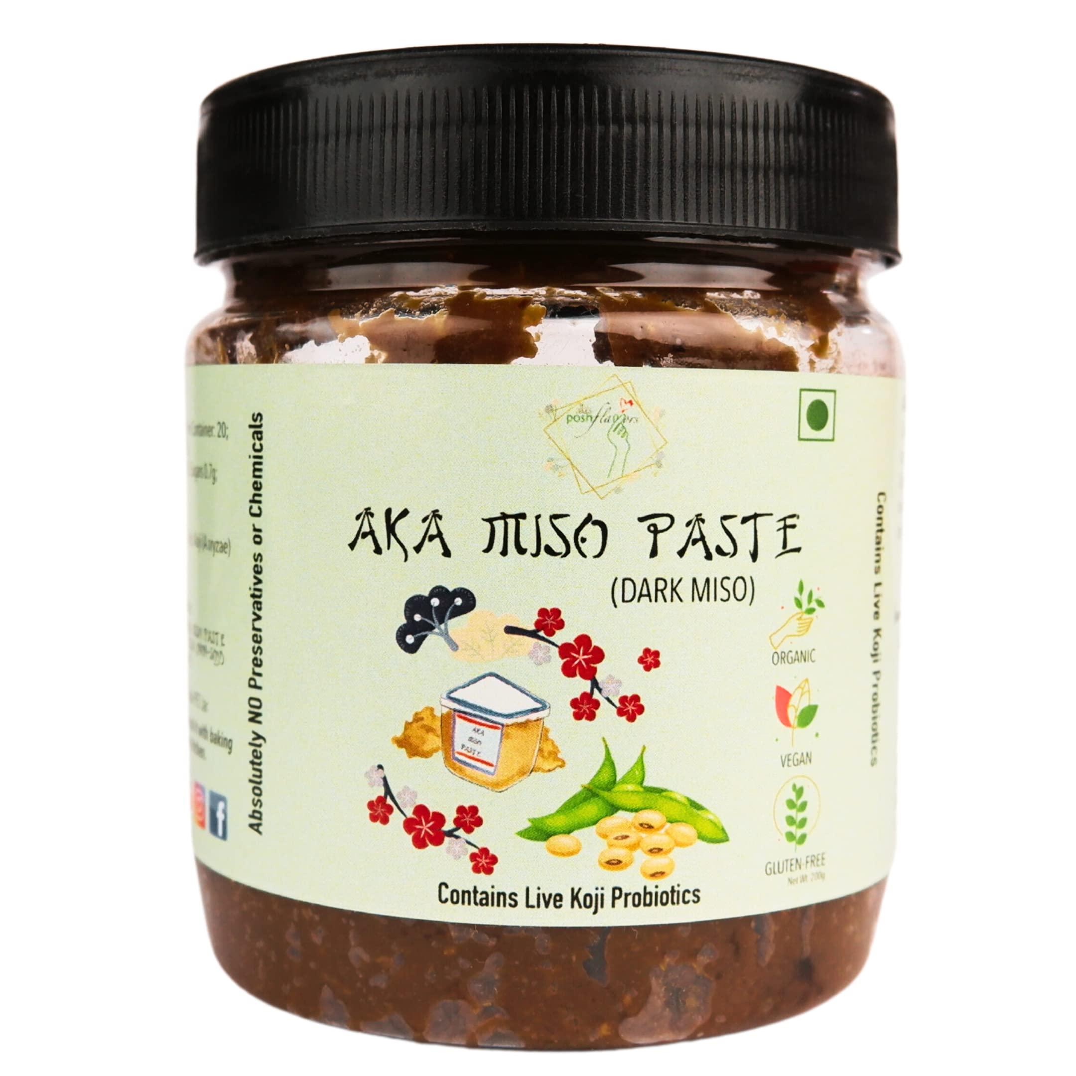 Alla's Posh Flavors Alla's Posh Flavors Dark Soy Aka Miso Paste | Authentic Japanese | Formulated & Made under Japanese Guidance | Contains Live Koji Probiotics | No Preservatives | 100% Natural (Aka Miso, 200 Grams)