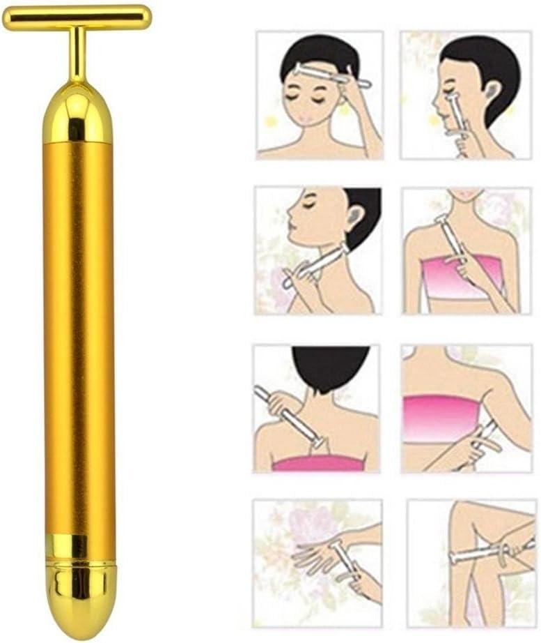 Angel Kiss Angel Kiss Beauty Bar 24k Golden Pulse Facial Massager T Shape Gold Facial Beauty Massager Energy
