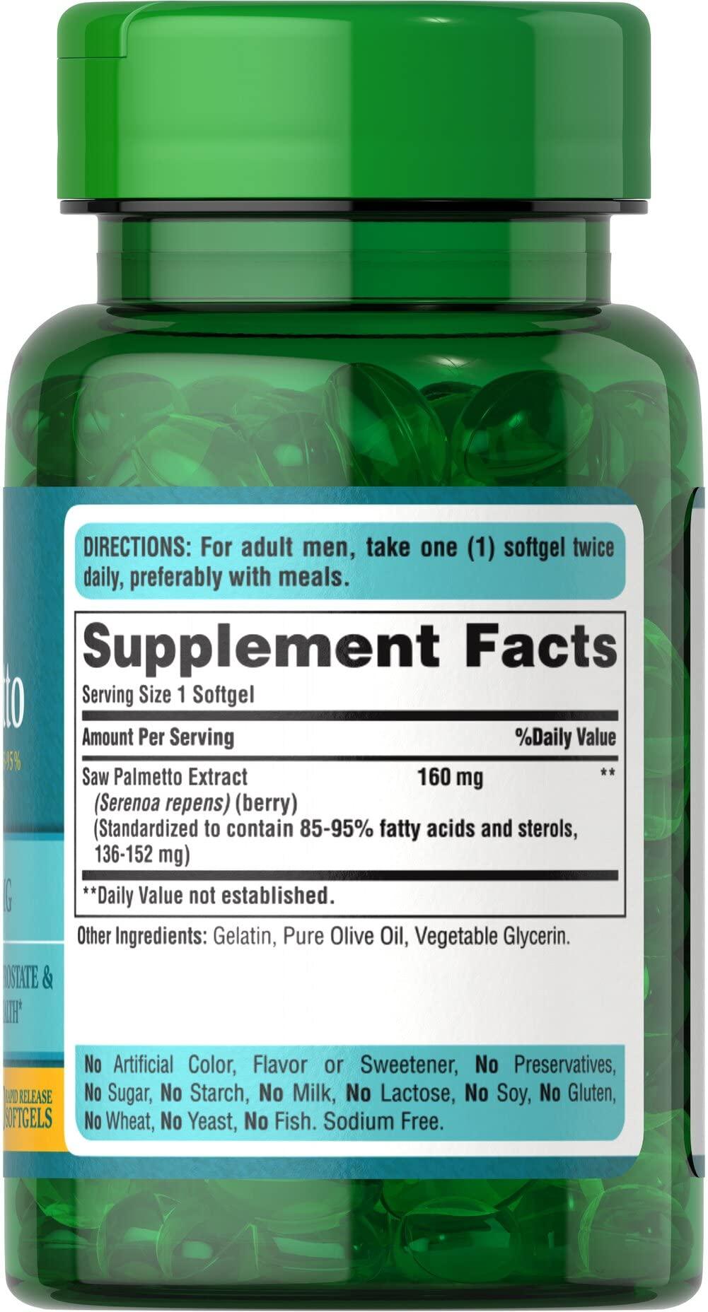 Puritan\'s Pride Puritans Pride Saw Palmetto Standardized Extract 160 mg Softgels, 60 Count