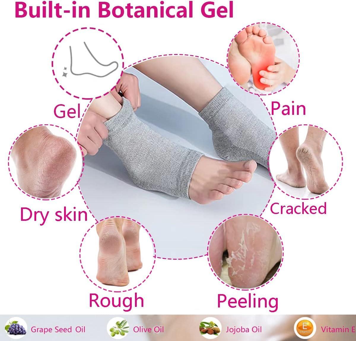 TERI BERI Teri Beri Moisturizing Silicone Gel Heel Socks for Cracked Heel Treatment Stop Cracked Heels in Their Tracks (Grey)