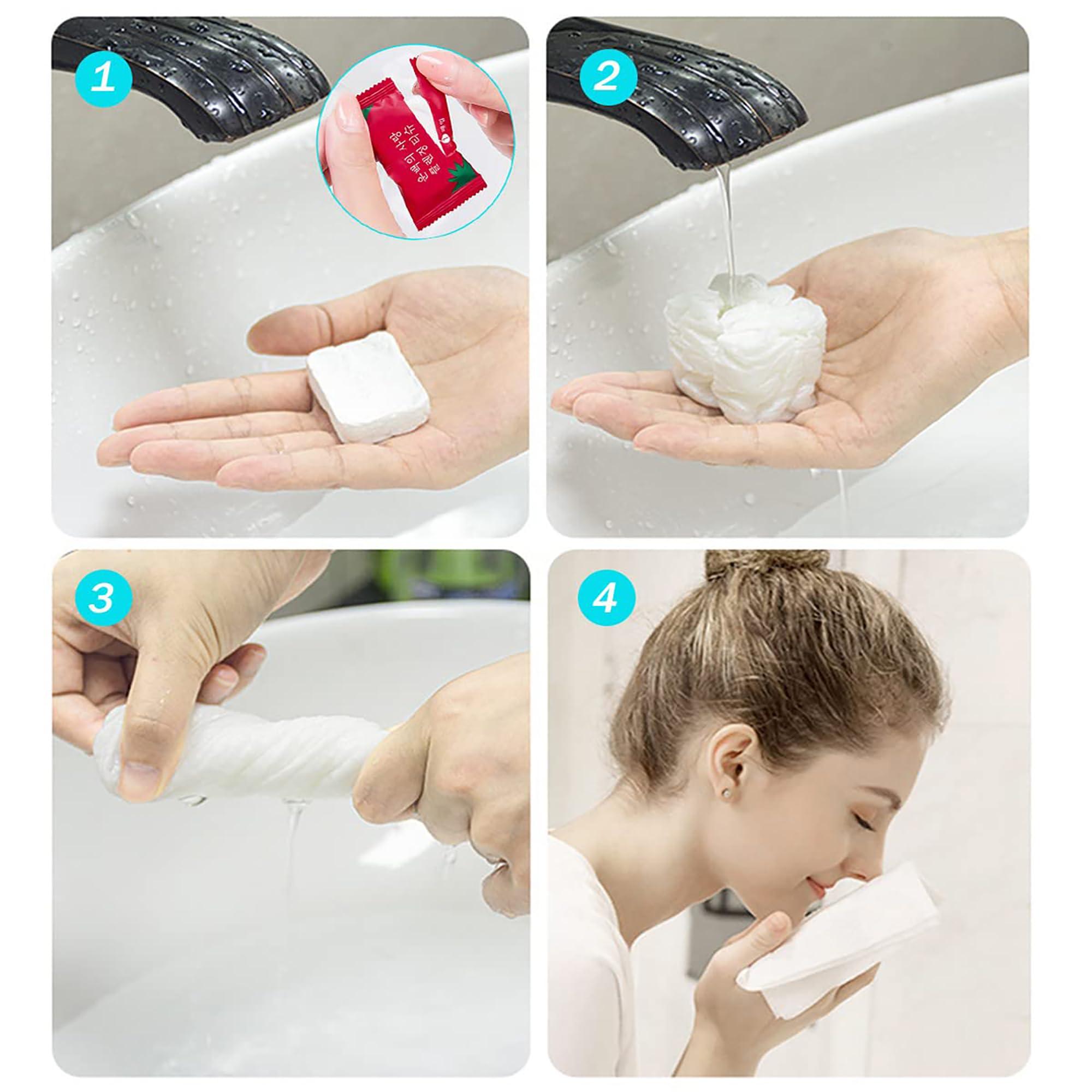 JOYUS JOYUS Coin Tissue Tablets, Disposable Compressed Tissue Mini Towels Tablets, Soft & Odor Free, Portable Home Hand Napkin Wipes for Survival Travel Camping Beauty Salon Outdoor, White, Pack of 10