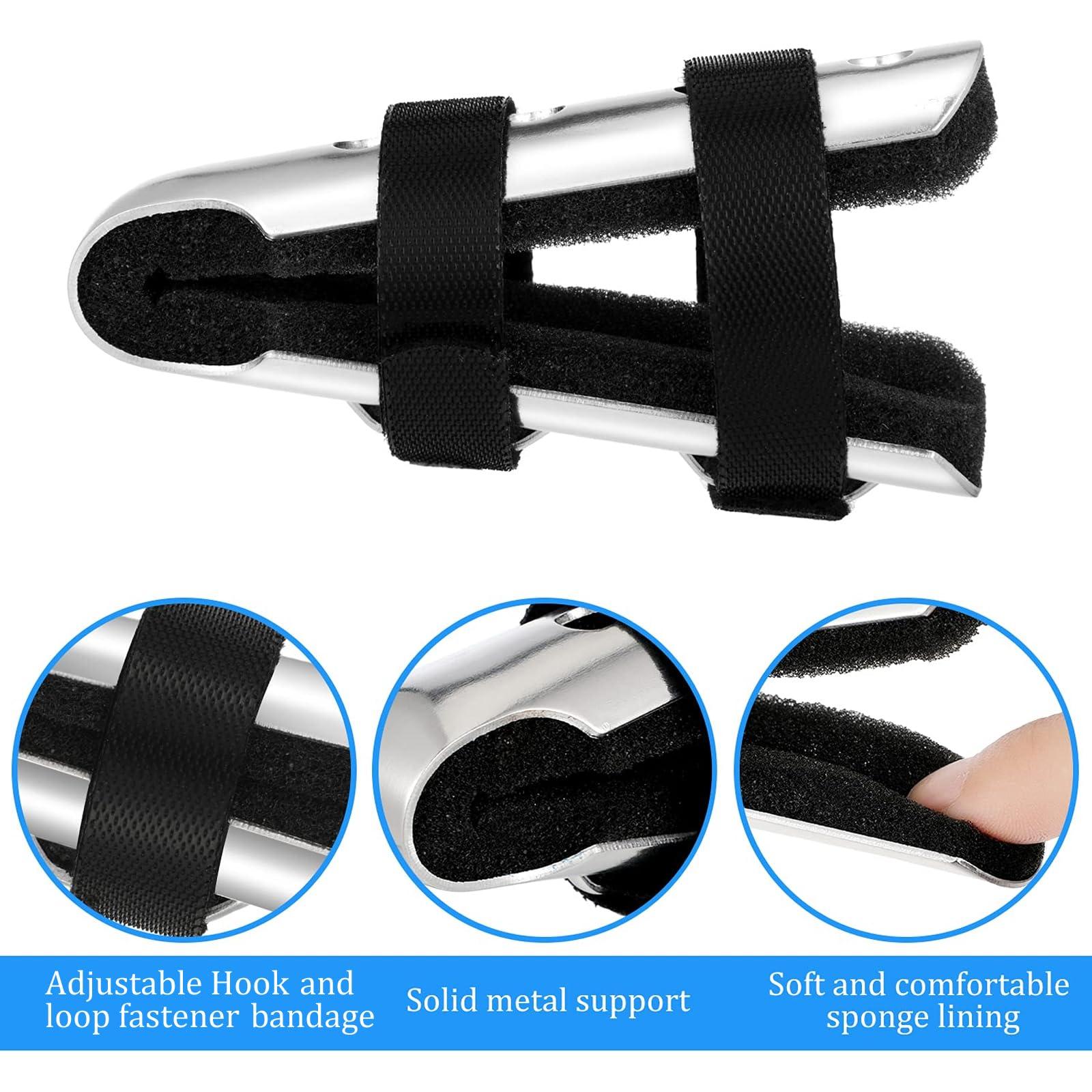 BBTO 10 Pieces Finger Splints Metal Padded Finger Support Finger Stabilizer with Soft Foam Interior and Loop Straps for Adults and Children, 3 Sizes (Black)
