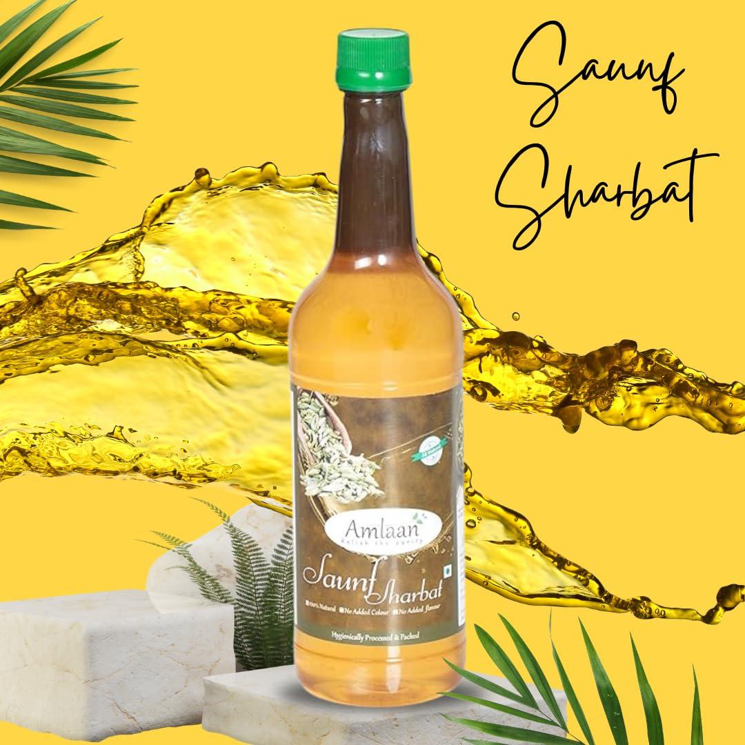 Amlaan Amlaan 100% Natural Saunf Sharbat, No Added Color, No Added Flavour Fennel Seeds Syrup | Refreshing Drink for Summer | Instant Ready Drink With Milk Or Water (750 ml, Pack of 1)-SPN-B2S