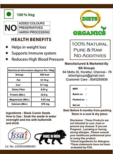 DIETS ORGANICS Diets Organics Black Cumin seeds -50 g(2), karunjeeragam, kala jeera, kalonji seeds- 50 grams
