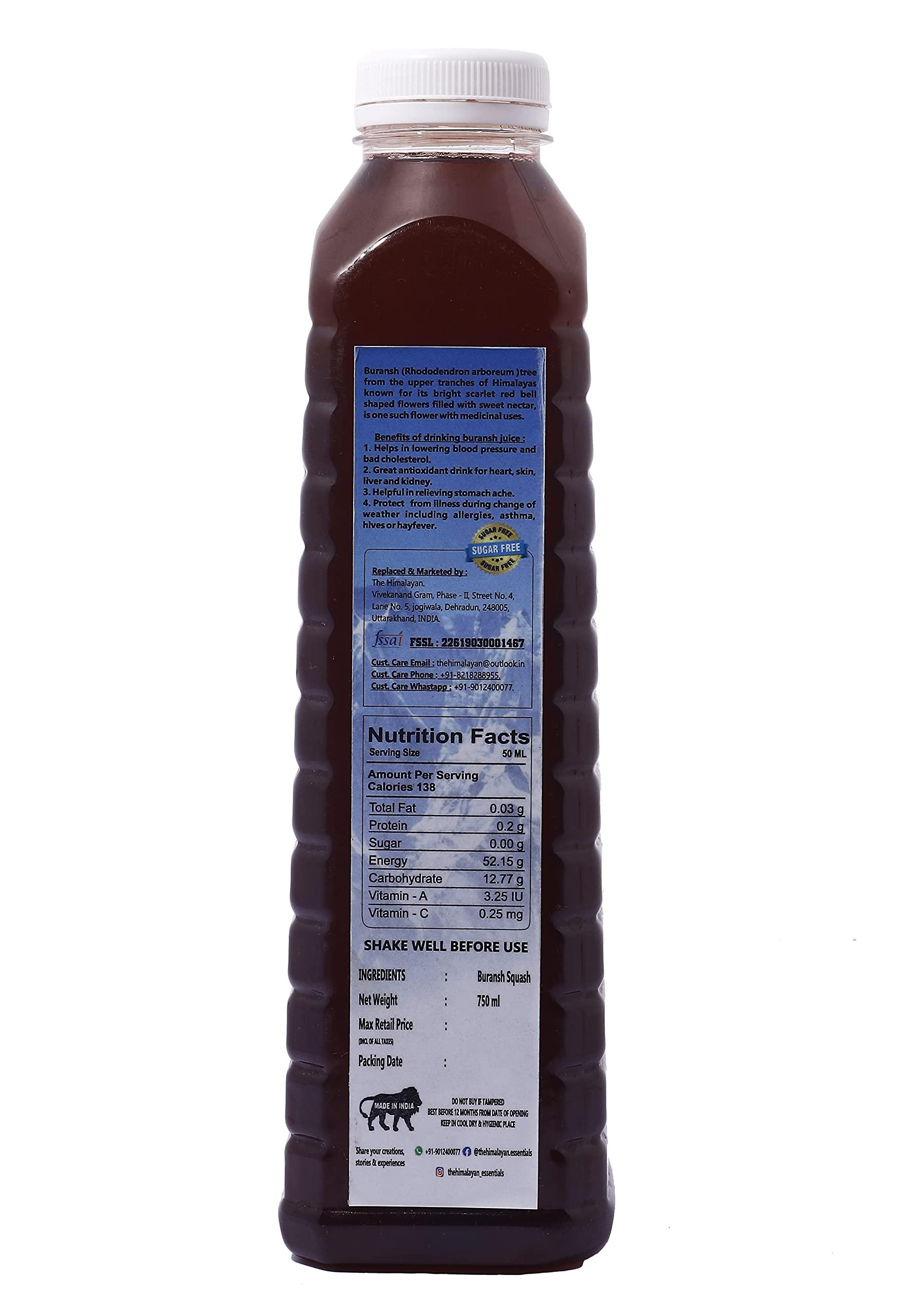 The Himalayan The Himalayan Buransh (Rhododendron) Squash Sugar Free | Red Flower Juice| No Added Color | Immunity Booster Drink