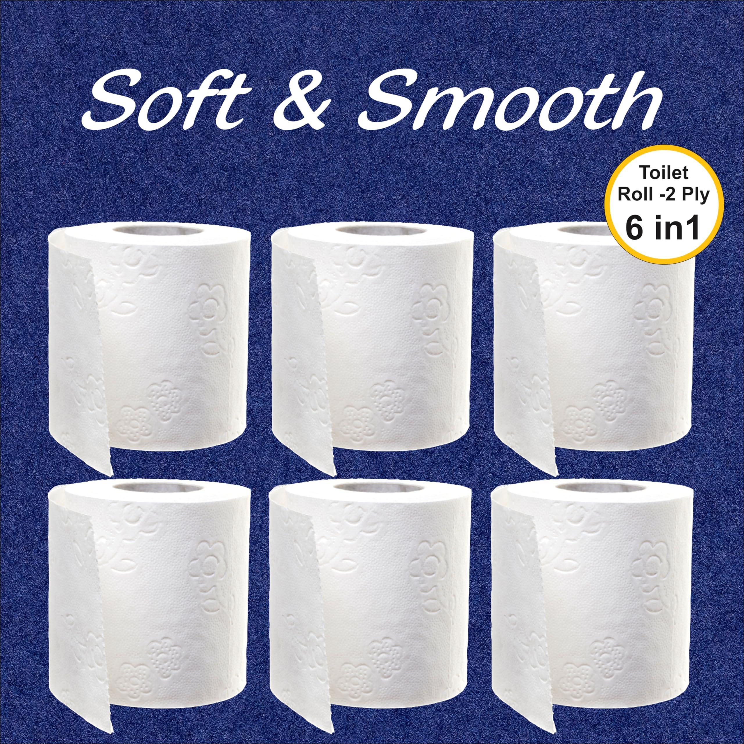 Clemmy Clemmy 2Ply Disposable Paper (Toilet Paper/Toilet Roll/Tissue Roll) Bathroom Tissue,Toilet Tissue Paper Roll (160Pulls Per Roll) (PACK OF 6)