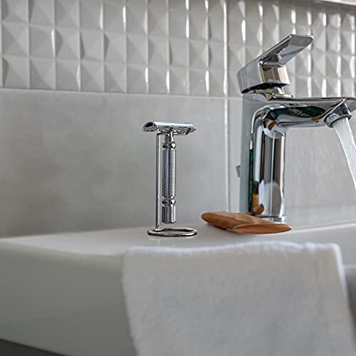 Linkidea Linkidea Simple Metal Double Edge Safety Razor Stand, Men's Shaving Holder Base Hanger for Bathroom, Shower Room/Razor travelling hanger When business trip (Silver)