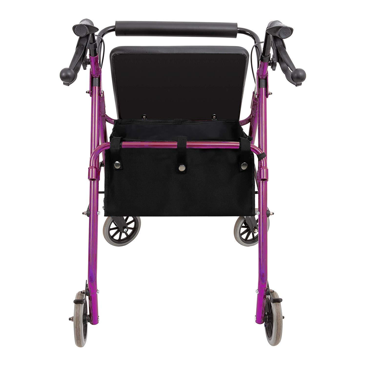 RZMAYIS Under Seat Rollator Bag, Large Size Rollator Basket, Under Seat Bag or Tote for Four Wheel Rollator, Walker Underseat Replacement Medical Basket (Black)