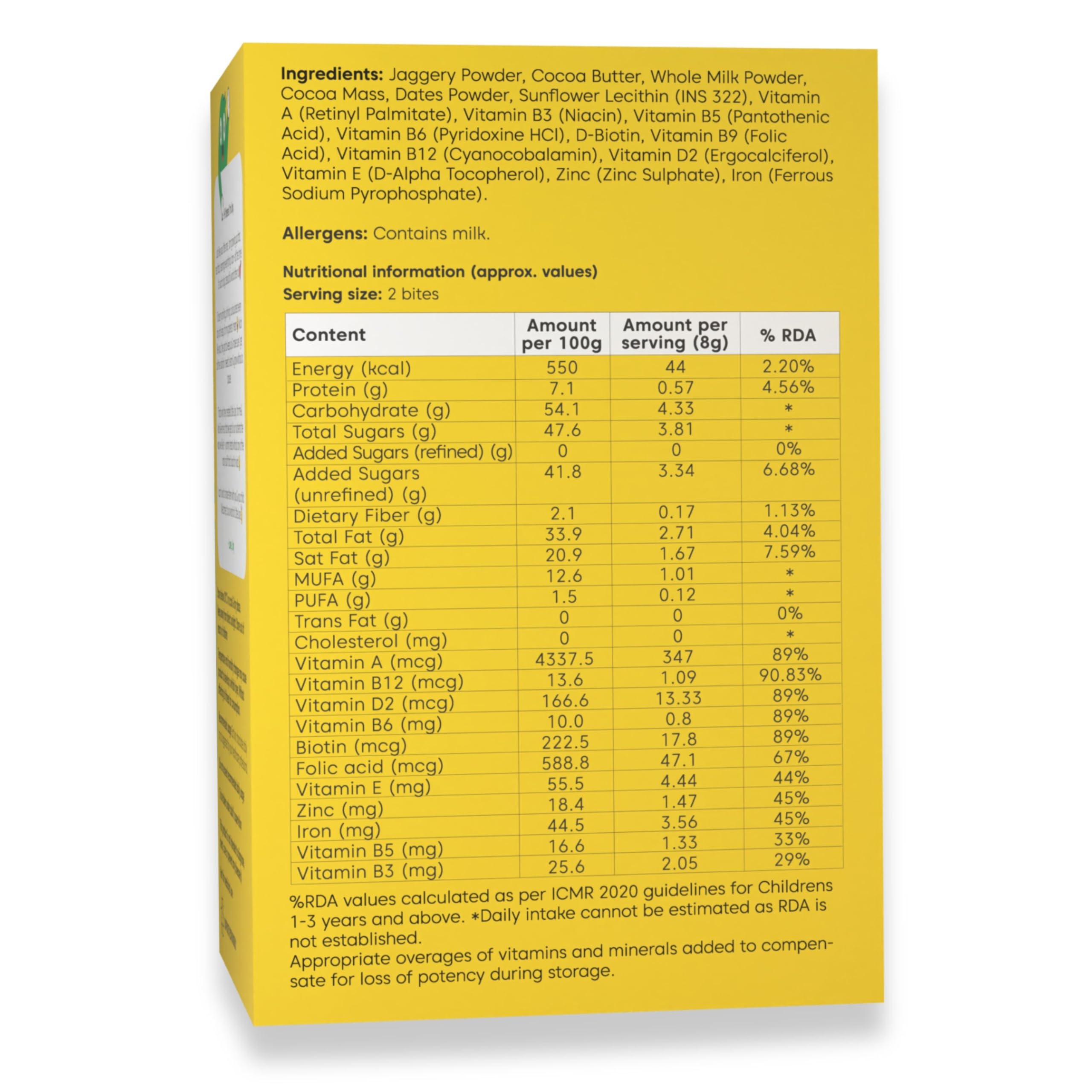 Little Joys Little Joys Multivitamin Chocolate (2+ Years)|30 Multivitamin Chocolates|Naturally Sweetened With Jaggery|With B12, D2, B9, E, Iron, & Zinc|With No White Sugar|Pack Of 2 - Chewable Gummies