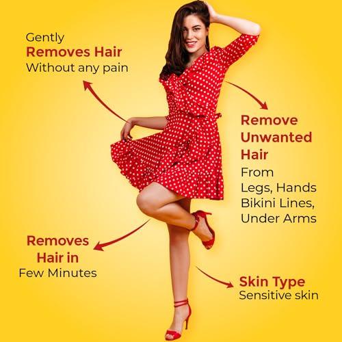 Ikin Ikin Papaya Hair Remover Cream For Sensitive Skin - Bikini Hair Removal Cream For Women & Girls (Pack of 2 (60gm X 2))
