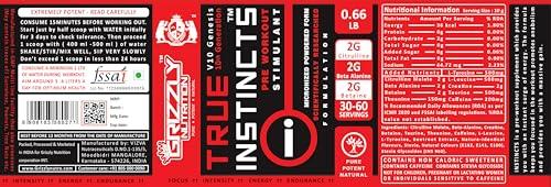 Grizzly Nutrition Grizzly Nutrition True Instincts Pre Workout (300gms Powder, Watermelon Tequila Flavour)- V6 Genesis-/6th generation/ upto 60 Servings, citrulline, beta alanine, theanine +13 performance boosters