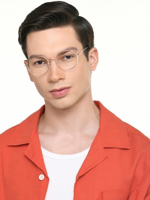 LENSKART BLU LENSKART BLU | Zero Power Blue Cut Computer Glasses | Anti Glare, Lightweight & Blocks Harmful Rays | UV Protection Specs | Gold | Men & Women | Medium | LB E17494