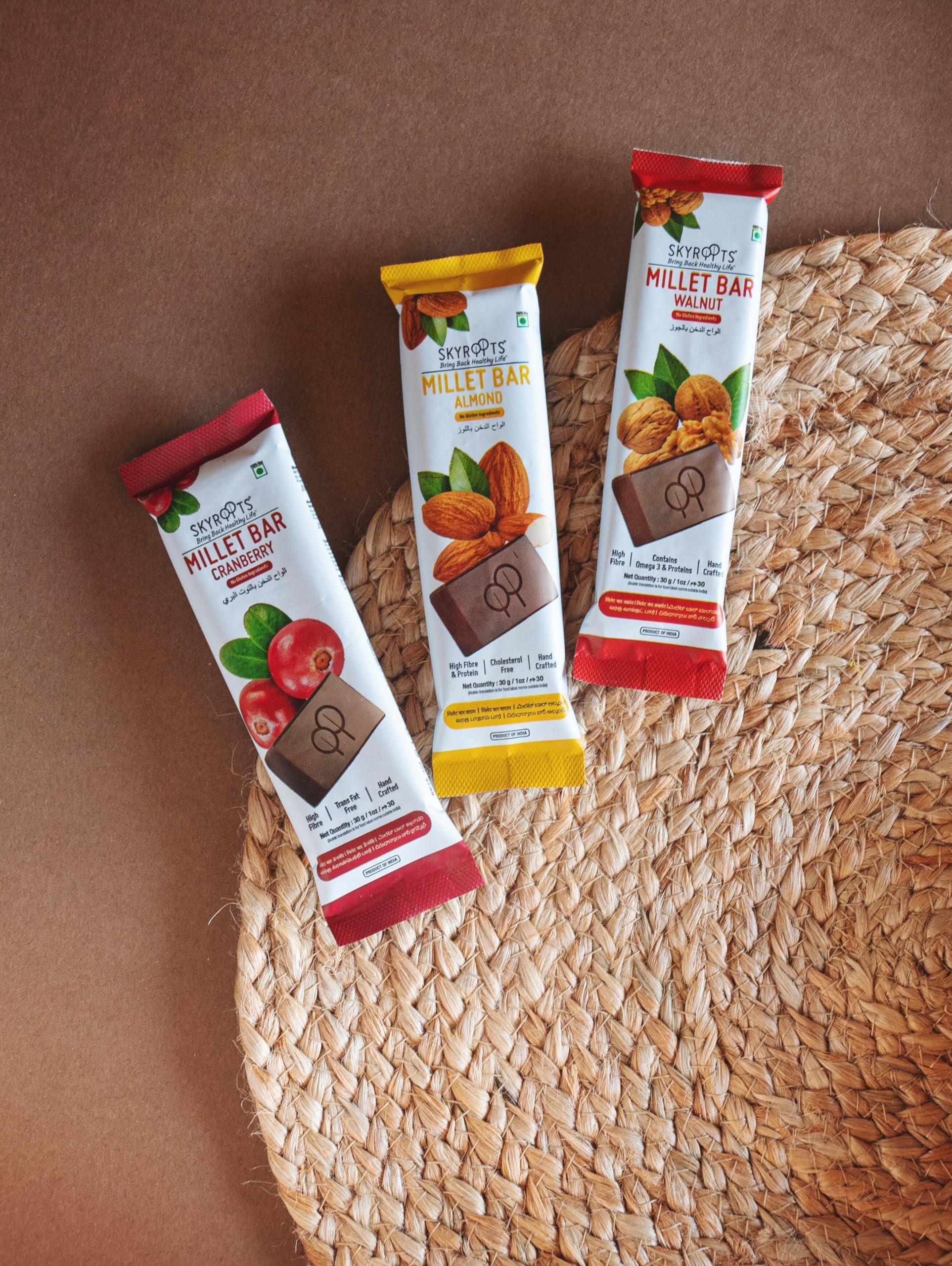 SKYROOTS Skyroots Walnut Millet Bar 240gms Millet Bars (Walnut & Canberry)