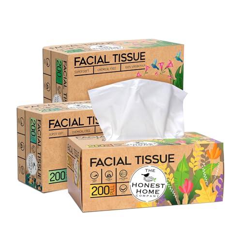 THE HONEST HOME COMPANY The Honest Home Company | 2 Ply Soft Facial Tissues Box | 200 Pulls/Box - Pack Of 3 | Hard Box Easy Pull | 600 Pulls (200x3)