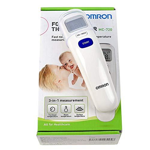 Omron Omron MC 720 Non Contact Digital Infrared Forehead Thermometer With 1 Second Quick Measurement, 3 in 1 Measurement Mode, Auto On/off & Backlight, White, (MC-720_Omron _AW)