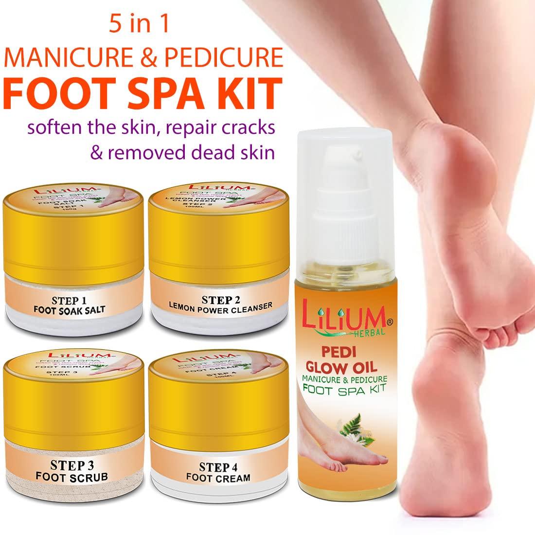 Lilium Lilium Manicure & Pedicure Foot Spa Kit for Soften The Skin, Repair Cracks & Removed Dead Skin, 450g