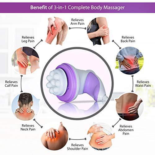 GET SET GO 3-in-1 Electric Handheld Full Body Massager with 4 attachments & variable speed for pain relief, body toning and massaging.
