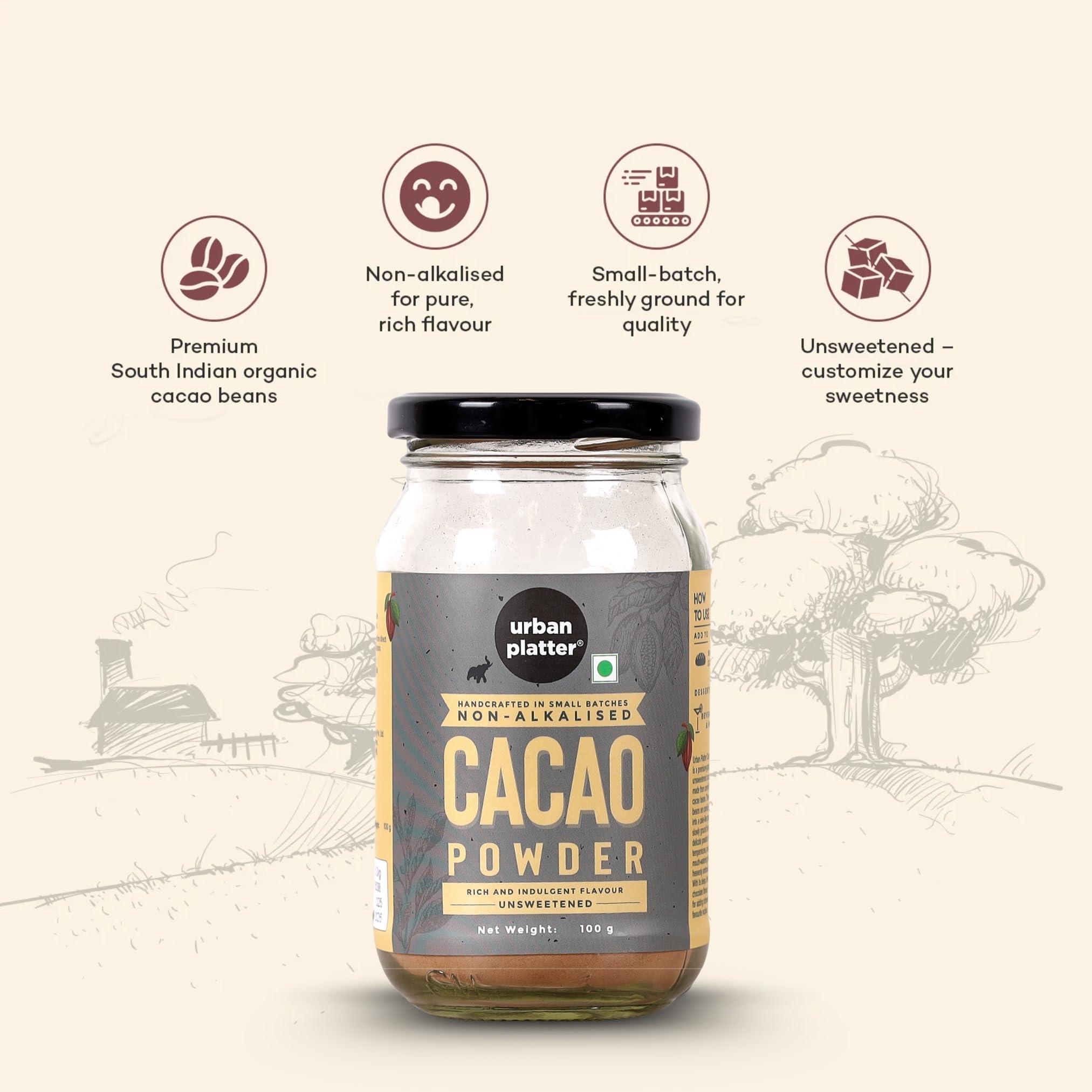 urban platter Urban Platter Non-Alkalized Organic Cacao Powder, 100g