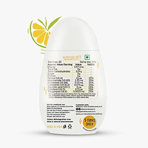 BEYOND WATER Beyond Water Lemon Iced Tea Water Flavour Drops - Pack of 2 Sugar Free Energy Drinks | Zero Calorie Instant Drink Mix - Water Enhancer | Lemon Iced Tea Flavoured Vitamin Water | Upto 20 Servings